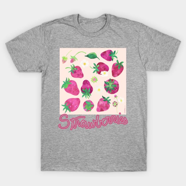 Strawberries N' Cream T-Shirt by Limezinnias Design
